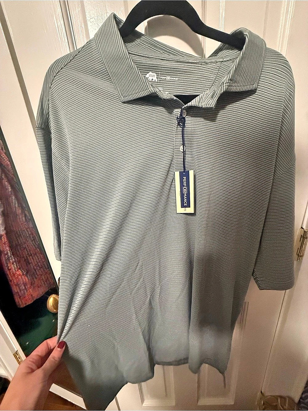 Onward Reserve Performance Polo Striped Polo in Green & White XXL NWT